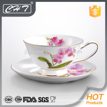 200ML Bone china golden rim small coffee cup and saucer set